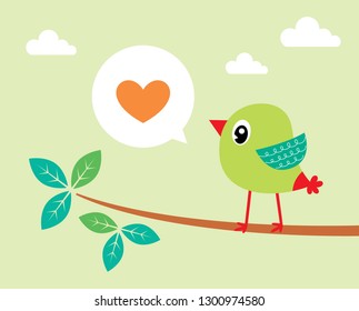 cute bird valentine's day greeting