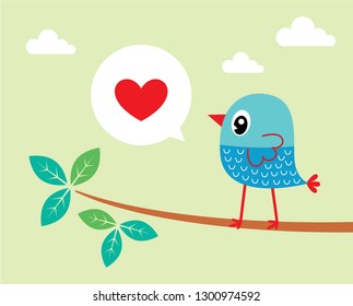 cute bird valentine's day greeting