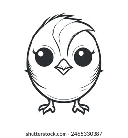 Lindo Vector de pájaro blanco y negro colección de diseño de personajes de dibujos animados. Fondo blanco. Mascotas, Animales.