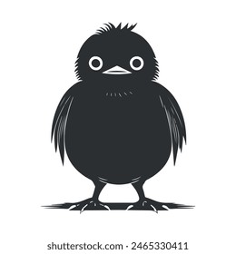 Cute bird vector black and white cartoon character design collection. White background. Pets, Animals.