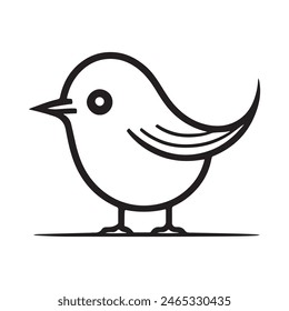Cute bird vector black and white cartoon character design collection. White background. Pets, Animals.