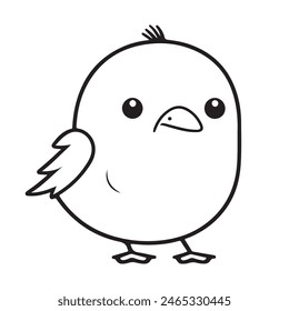 Cute bird vector black and white cartoon character design collection. White background. Pets, Animals.