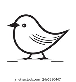 Cute bird vector black and white cartoon character design collection. White background. Pets, Animals.