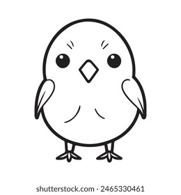 Lindo Vector de pájaro blanco y negro colección de diseño de personajes de dibujos animados. Fondo blanco. Mascotas, Animales.