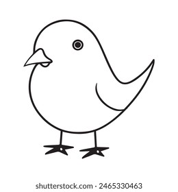 Lindo Vector de pájaro blanco y negro colección de diseño de personajes de dibujos animados. Fondo blanco. Mascotas, Animales.