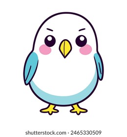 Nette Vogel-Vektorgrafik Schwarz-Weiß-Cartoon-Charakter-Design-Kollektion. Weißer Hintergrund. Haustiere, Tiere.