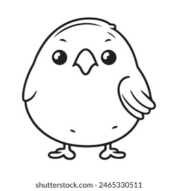 Cute bird vector black and white cartoon character design collection. White background. Pets, Animals.