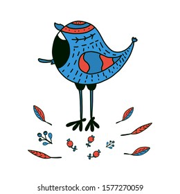 cute bird vector with colorful feathers on light background