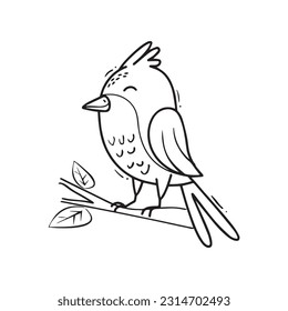 cute bird vector flying and perching on black and white background