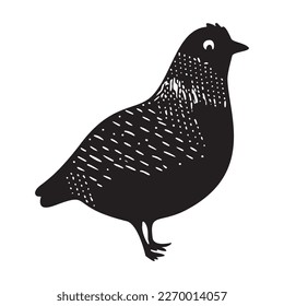 Cute Vogel Vektorsymbol. Niederbraunes Wildmotiv im Scnadi-Stil. 