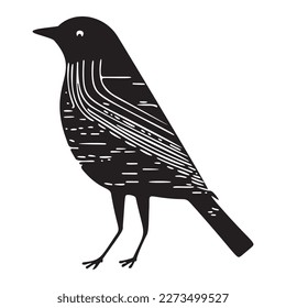 Cute bird vector icon. Low brow wildlife motif in scnadi style. 