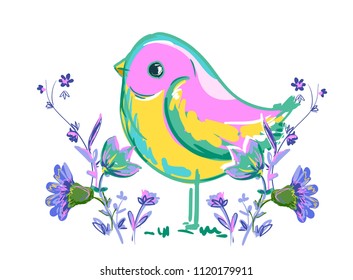 Cute Bird Vector Illustration