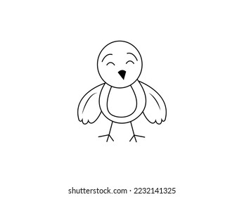 cute bird vector illustration. cartoon bird line art emblem isolated on white background, flat style for graphic and web design, logo.