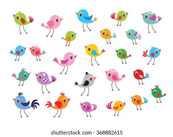 cute bird vector illustration collection set
