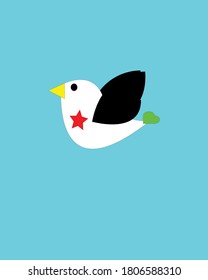 Cute bird vector illustration design in white and black