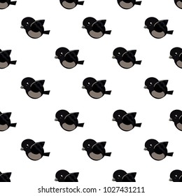 Cute Bird Vector Illustration Pattern. Textile Design Print, Seamless Background Birds, Black Birds