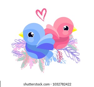 Cute Bird Vector Illustration. Textile Design Print for Newborn