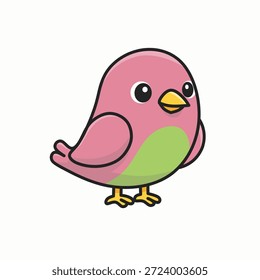 Logotipo vetor de pássaro bonito com design de cor verde rosa e pernas de bico amarelo 