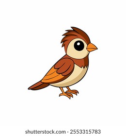 A cute bird vector on white background