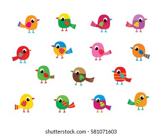 Cute Bird Vector Set