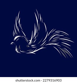 Cute bird vector silhouette line art potrait logo colorful design with dark background. Abstract vector illustration. Isolated black background for t-shirt, poster, clothing.