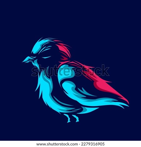Cute bird vector silhouette line art potrait logo colorful design with dark background. Abstract vector illustration. Isolated black background for t-shirt, poster, clothing.