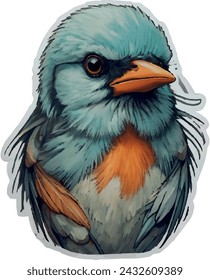 Cute bird vector sticker eps format