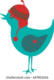 Cute bird vector wearing an earflap hat
