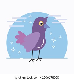Cute bird with violet colors vector illustration