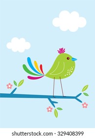 Cute Bird Wallpaper Vector Stock Vector (Royalty Free) 329408417