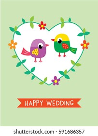 cute bird wedding greeting card