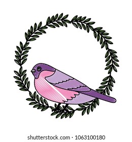 cute bird with wreath flowers