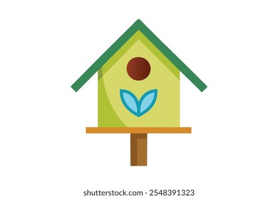 Cute birdhouse vector art illustration