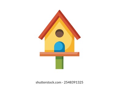 Cute birdhouse vector art illustration