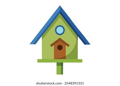 Cute birdhouse vector art illustration