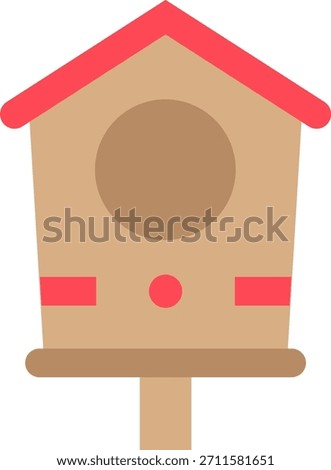 Cute Birdhouse Vector Illustration Isolated on White