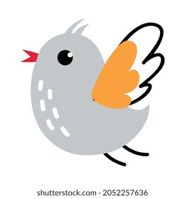 Cute Birdie Fluttering Wings as Farm Bird on Ranch Vector Illustration