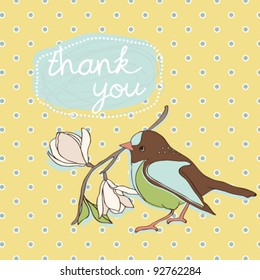 Cute birdie "Thank you" card