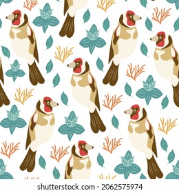 Cute, birds, abstract vector seamless pattern isolated on bright background. Concept for wallpaper, cards