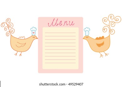 Cute birds bringing blank for menu