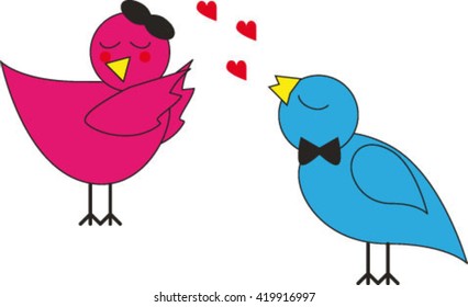 cute birds, cartoon vector