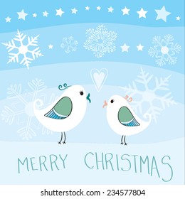 Cute Birds Christmas Vector