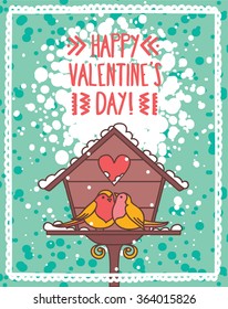 cute birds couple for valentine's day, vector illustration