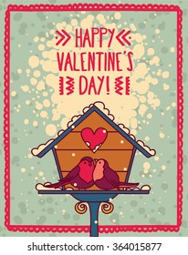 cute birds couple for valentine's day, vector illustration