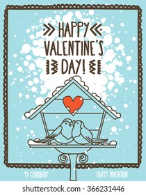 cute birds couple for valentine's day, vector illustration