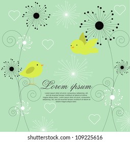 cute birds with dandelion