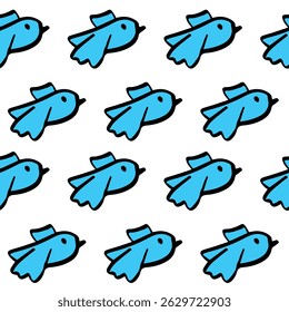 Patrón sin fisuras de doodle de pájaros lindos