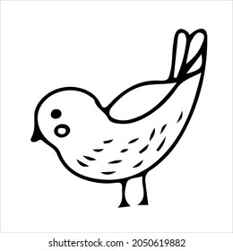 Cute birds in doodle style. Simple decor for a festive Christmas and New Years. Vector illustration isolated on white background.