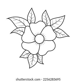 Cute Birds and Easy relaxing potted Rose Flowers Doodle Coloring Page for Adults and kids