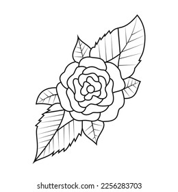 Cute Birds and Easy relaxing potted Rose Flowers Doodle Coloring Page for Adults and kids